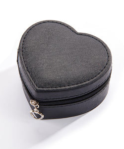 Black Velvet-Lined Heart Shaped Jewelry Box