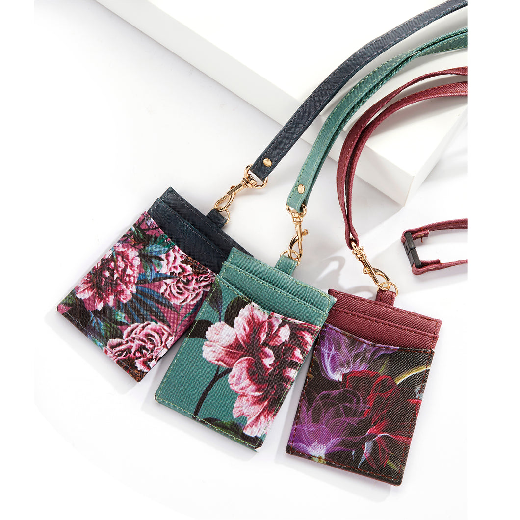 Floral Card Wallet Lanyard, 3 Styles