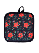 Load image into Gallery viewer, Poinsettia Oven Mitt/Pot Holder Set
