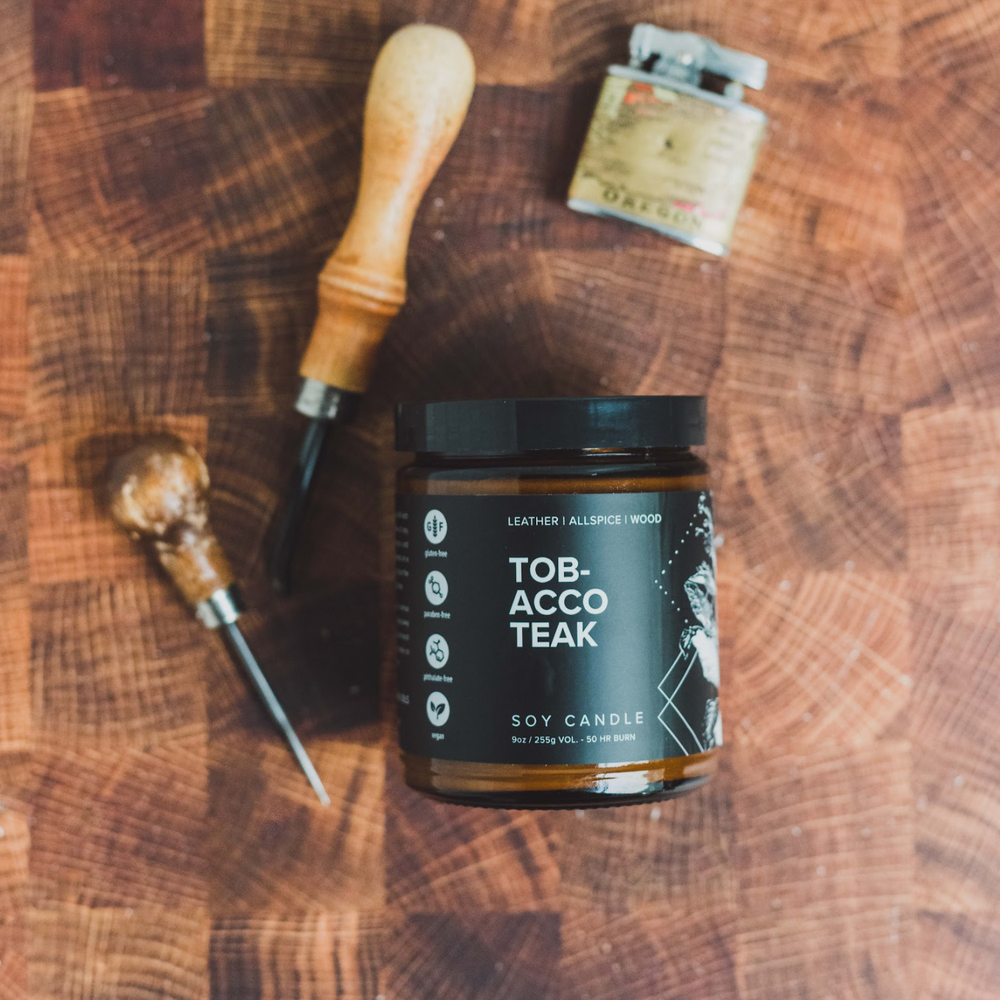 Broken Top Soy Candle, Tobacco Teak, 9oz