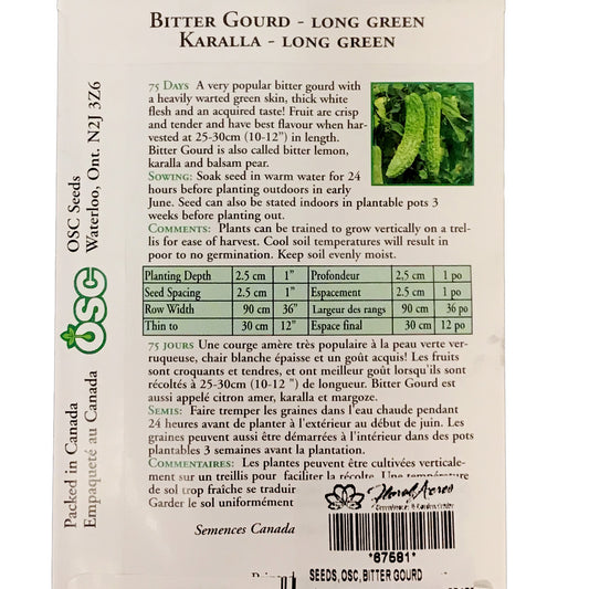Bitter Gourd/Melon - Long Green Seeds, OSC