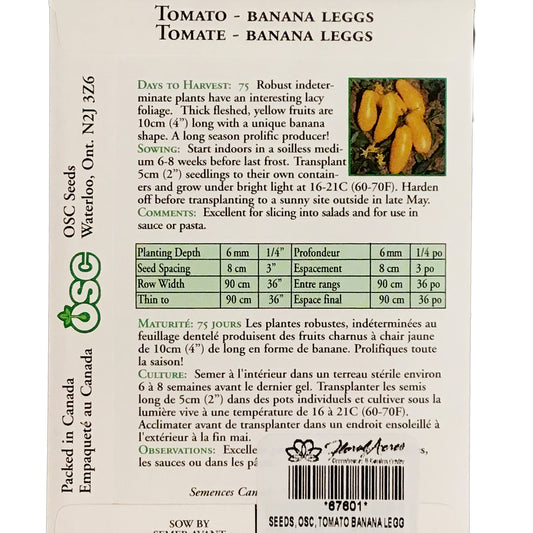 Tomato - Banana Leggs Seeds, OSC