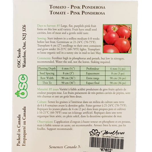 Tomato - Pink Ponderosa Seeds, OSC