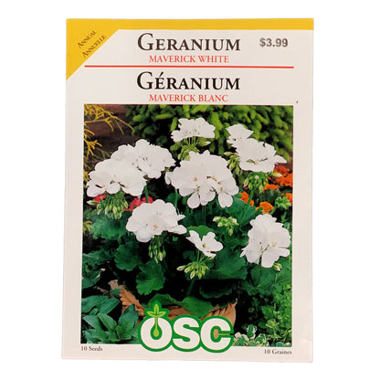 Geranium - Maverick White Seeds, OSC