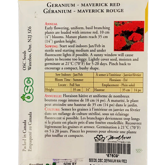Geranium - Maverick Red Seeds, OSC