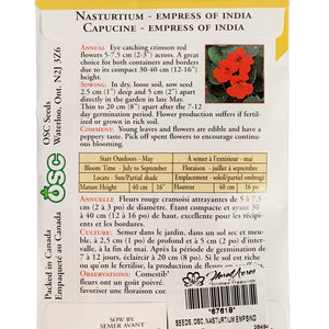 Nasturtium - Empress of India Seeds, OSC