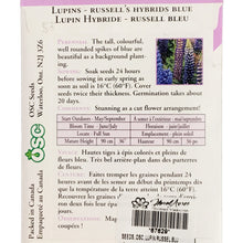 Load image into Gallery viewer, Lupin - Russels Hybrids Blue Seeds, OSC
