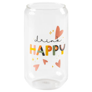 Beer Can Glass, Drink Happy, 16oz