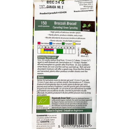 Broccoli - Grn Sprting Organic Seeds, Fothergill's