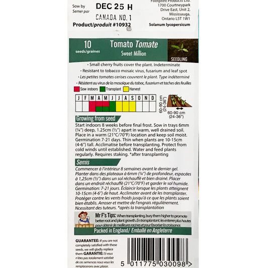 Tomato - Sweet Million F1 Seeds, Mr Fothergill's