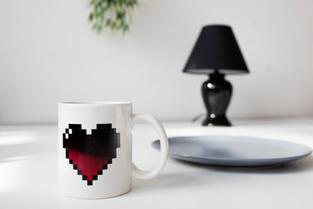 Pixel Heart Ceramic Morph Mug, 12oz