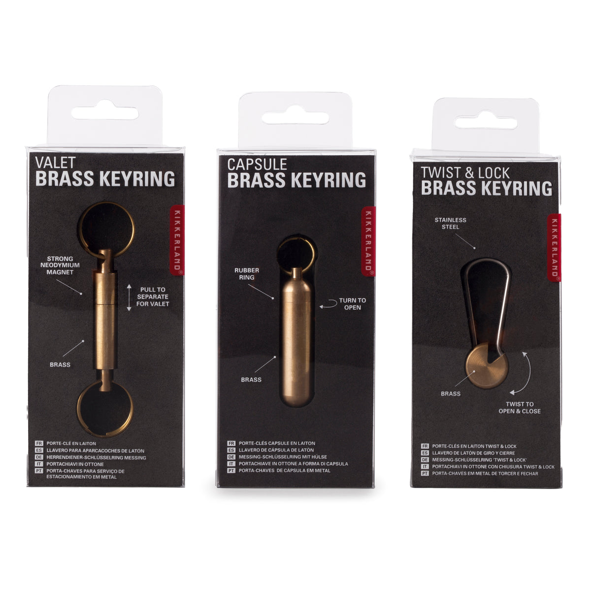 Everyday Carry Brass Keychain, 3 Styles