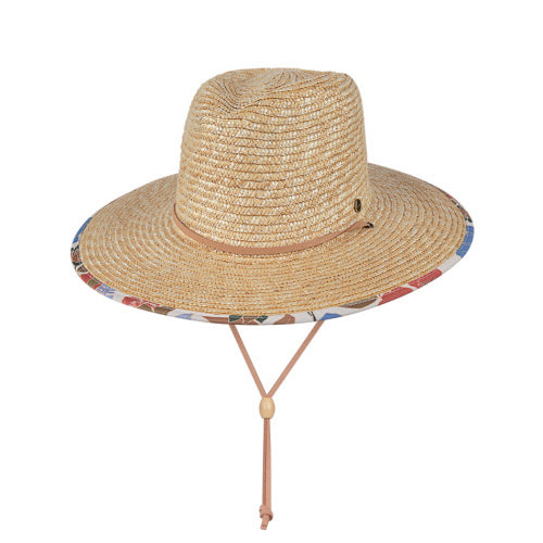 Ladies Wide Brim Surf Straw Hat, Ridge, Nude