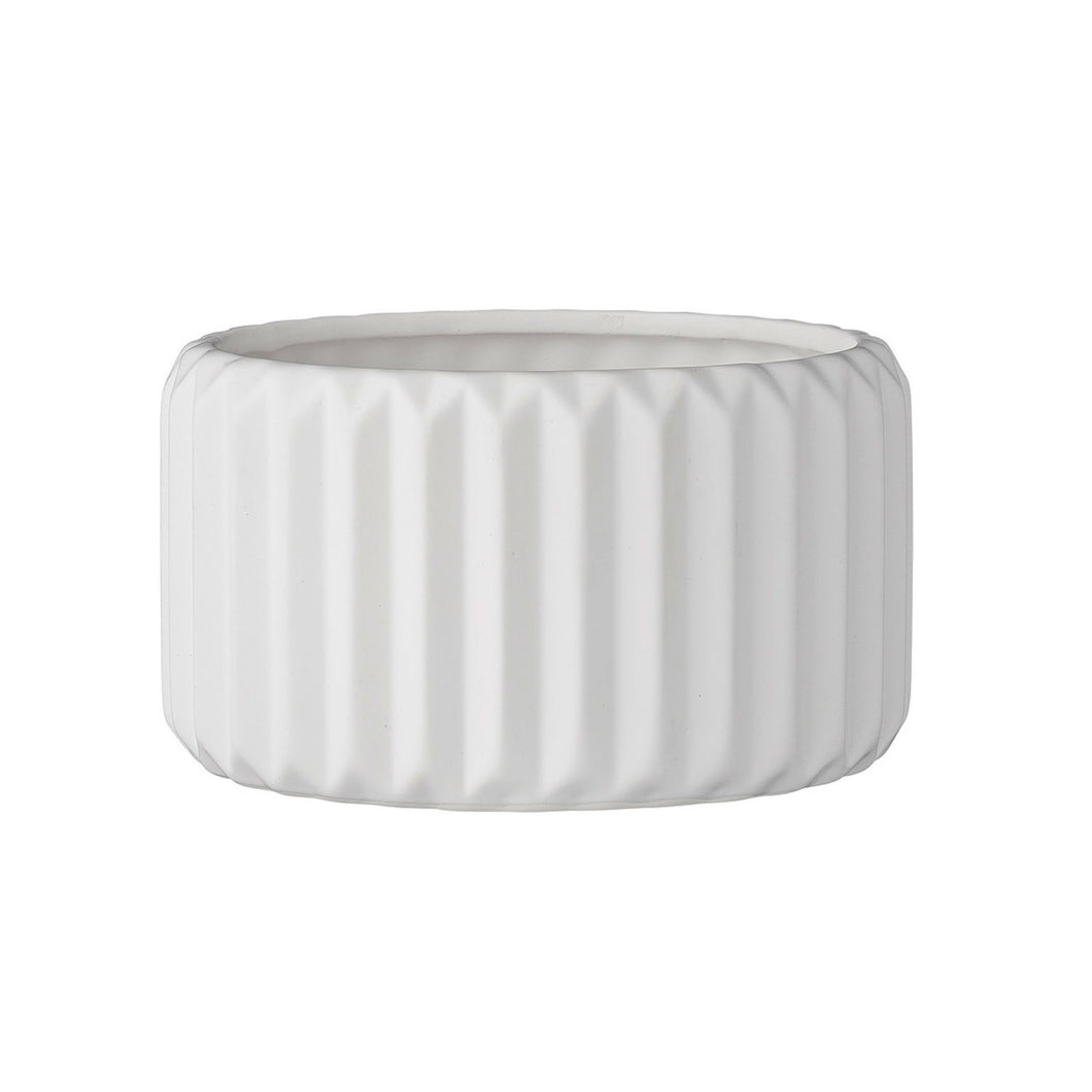 Pot, 5in, Stoneware, Shallow Fluted, Satin White