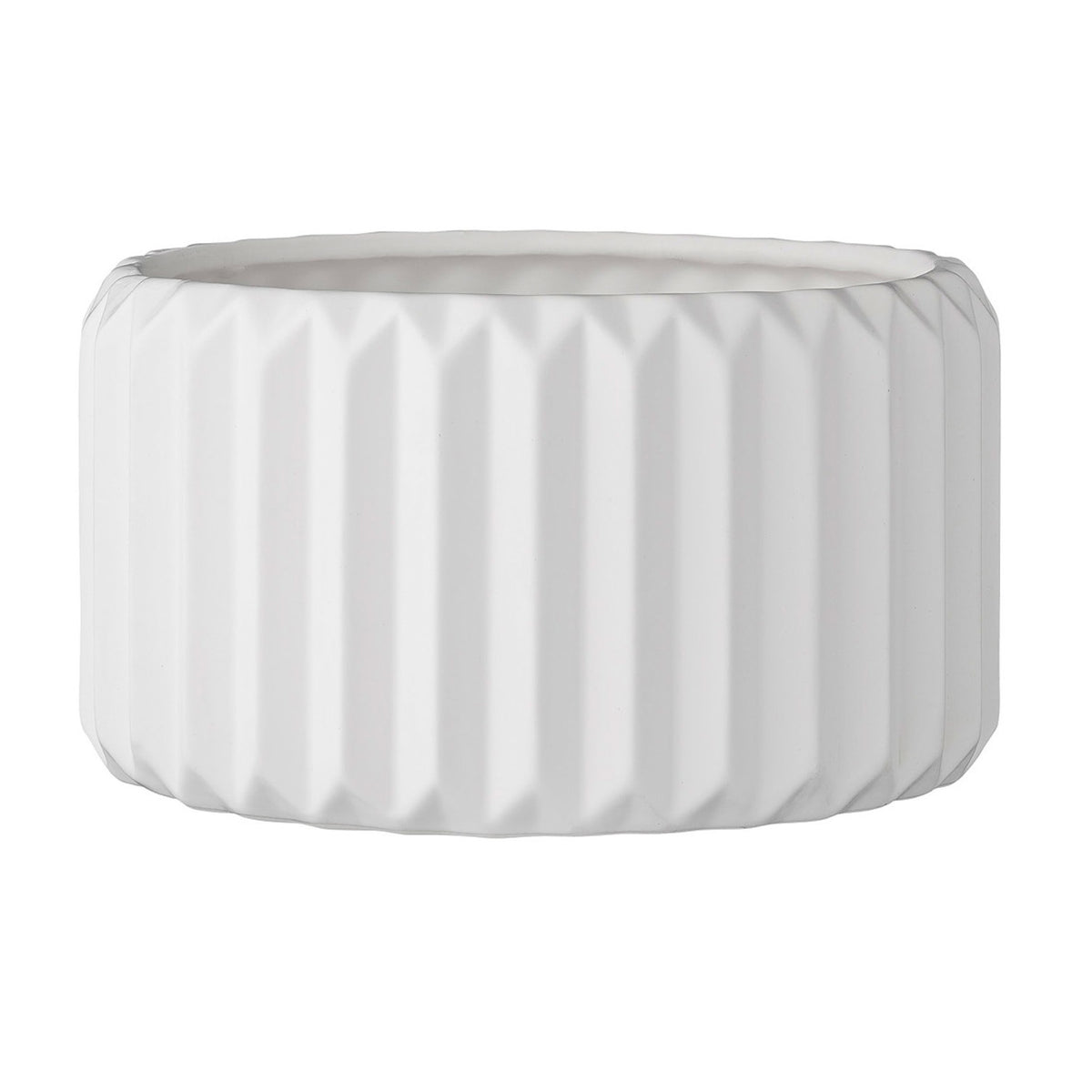 Pot, 6in, Stoneware, Shallow Fluted, Satin White