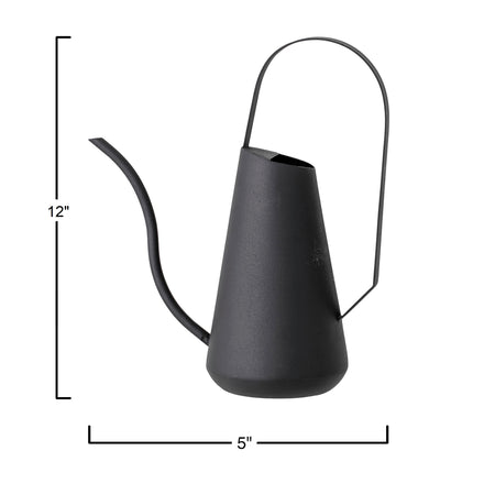 Textured Metal Watering Can, Matte Black, 1.5qt
