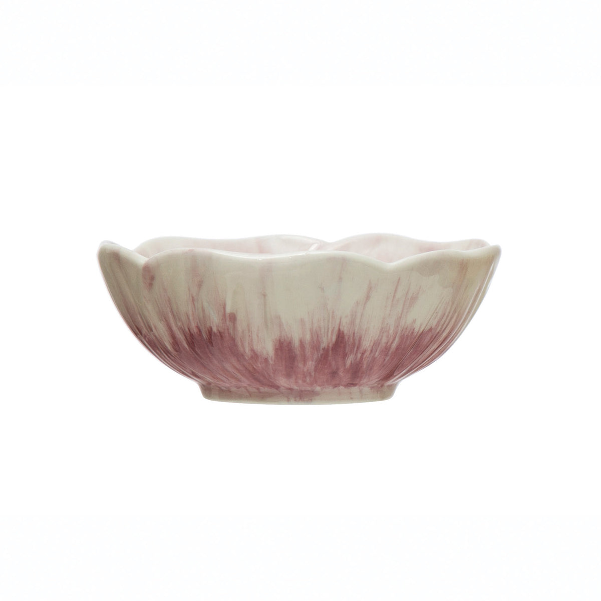 Hand Painted Embossed Stoneware Flower Bowl, 4.5in