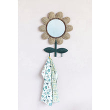 Load image into Gallery viewer, Bankuan &amp; Metal Flower Wall Mirror with Hooks
