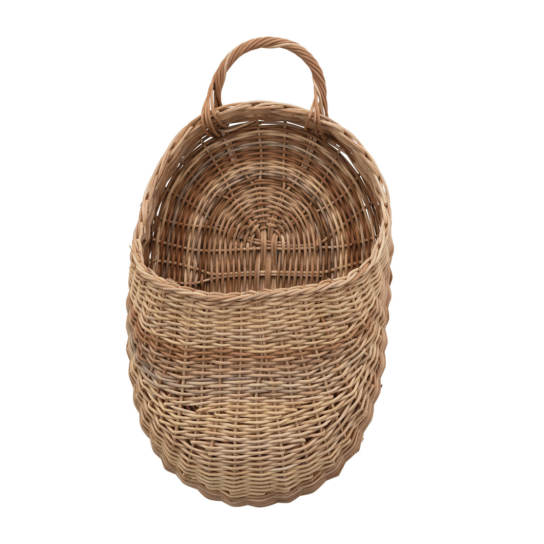 Hand-Woven Wicker Wall Basket with Handle