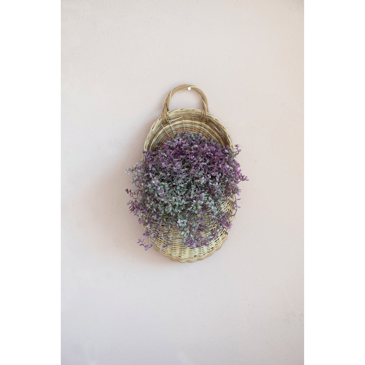 Hand-Woven Wicker Wall Basket with Handle