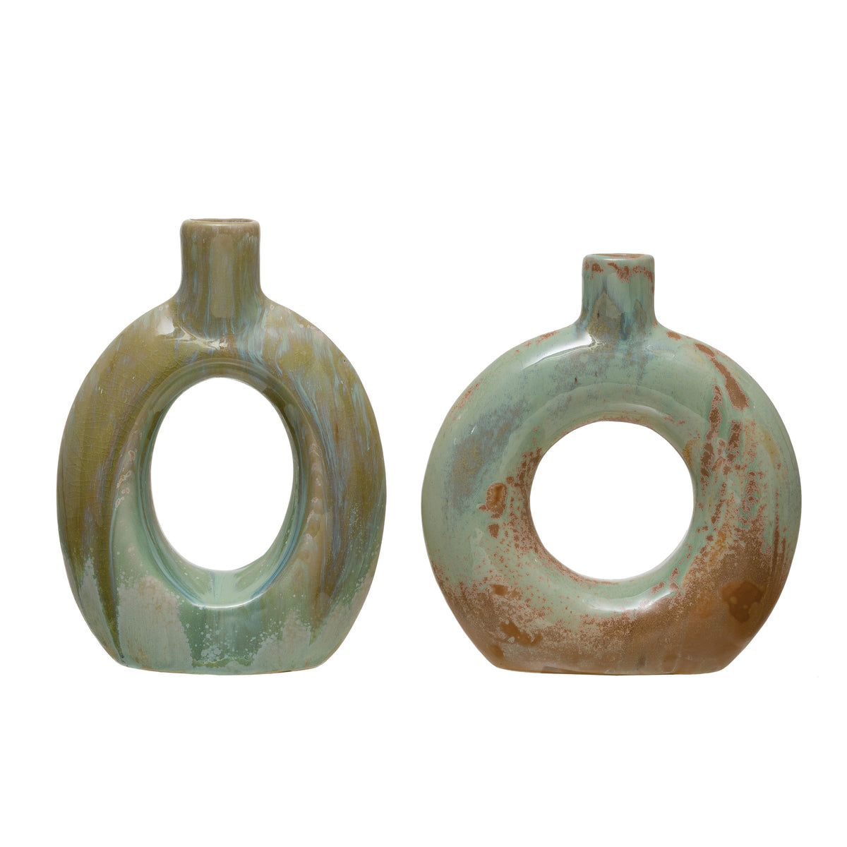 Vase, Stoneware, Cut-Out with Opal Reactive Glaze