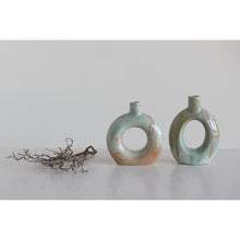 Load image into Gallery viewer, Vase, Stoneware, Cut-Out with Opal Reactive Glaze
