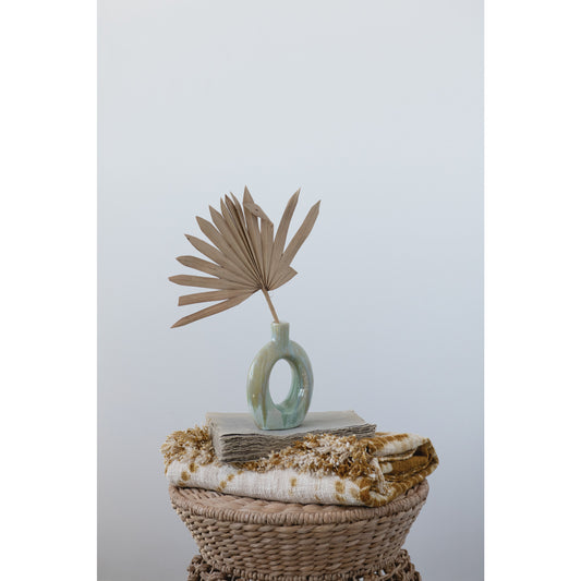 Vase, Stoneware, Cut-Out with Opal Reactive Glaze
