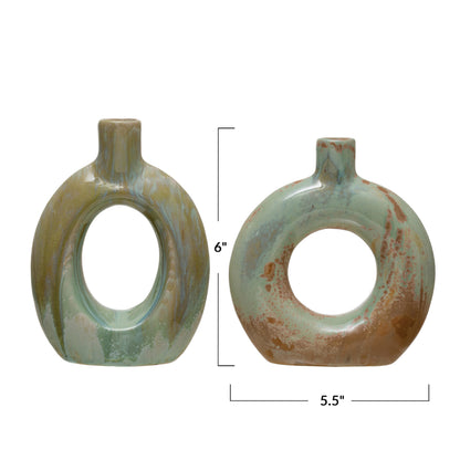 Vase, Stoneware, Cut-Out with Opal Reactive Glaze