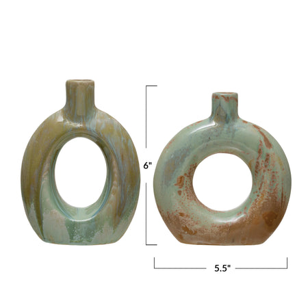 Vase, Stoneware, Cut-Out with Opal Reactive Glaze