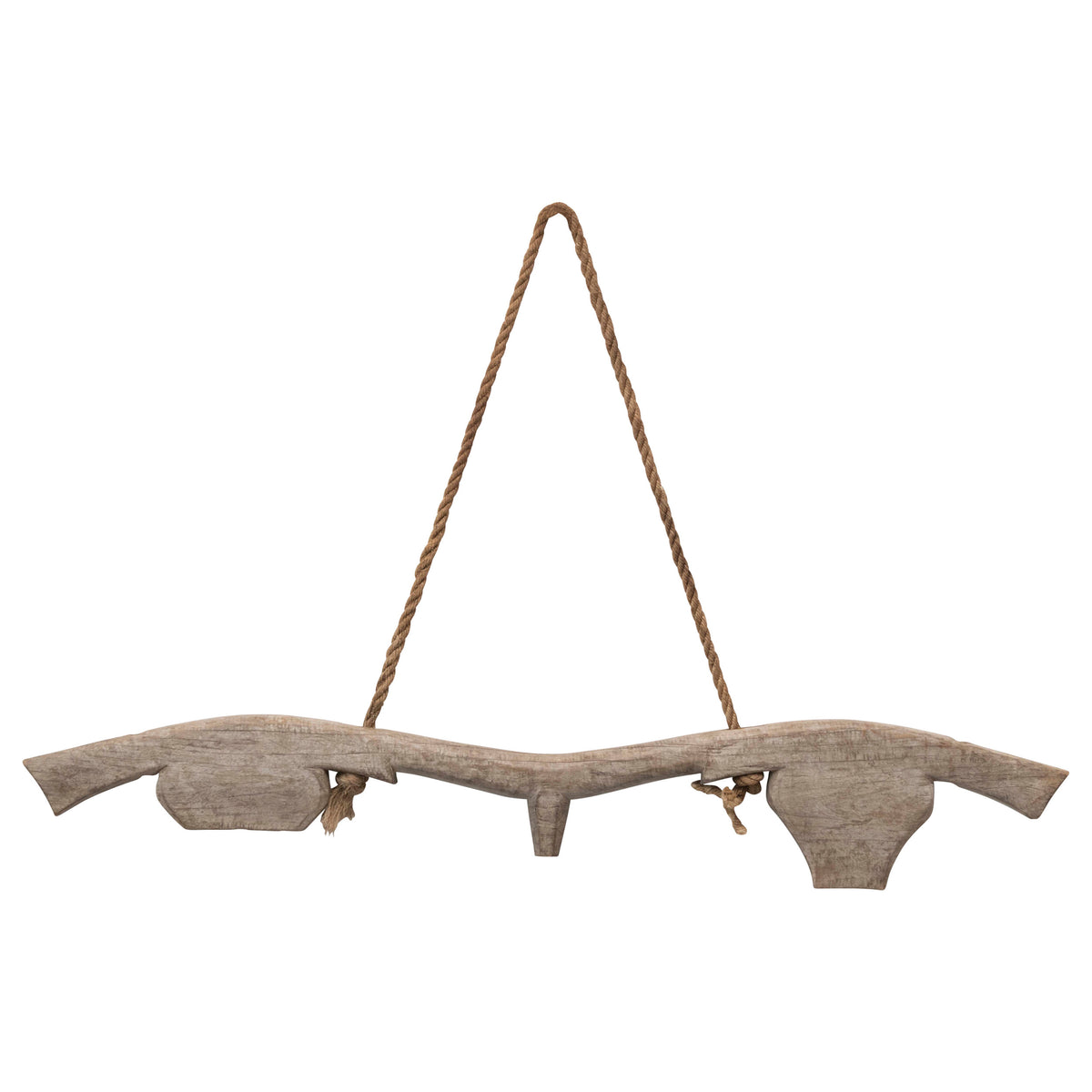 Teak Wood Cow Yoke Wall Decor with Rope