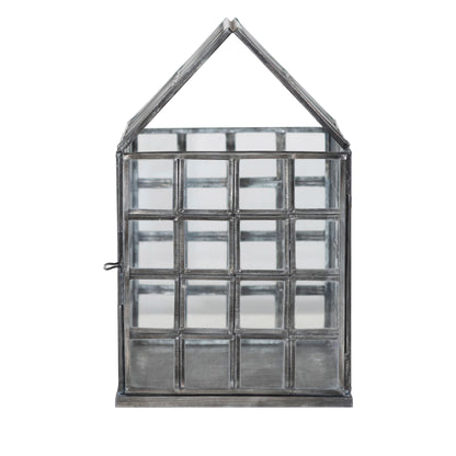 Metal and Glass Greenhouse Terrarium, 10in