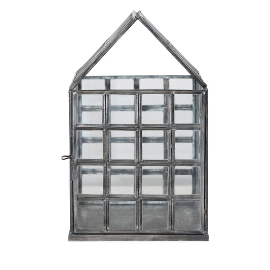 Metal and Glass Greenhouse Terrarium, 10in