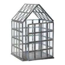 Load image into Gallery viewer, Metal and Glass Greenhouse Terrarium, 10in
