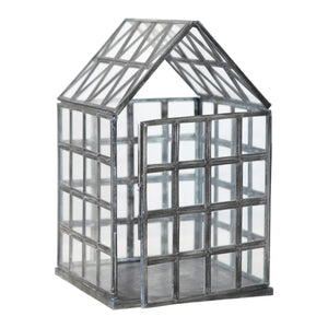 Metal and Glass Greenhouse Terrarium, 10in