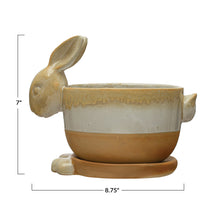 Load image into Gallery viewer, Pot, 5in, Stoneware, Rabbit with Saucer
