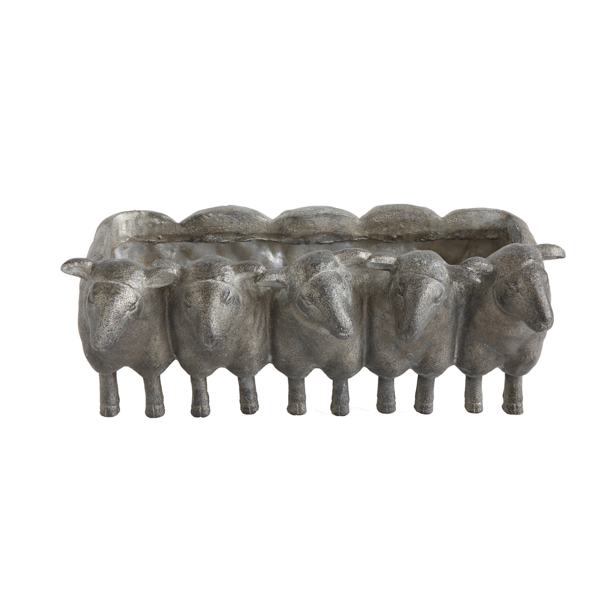Resin Sheep Planter, Distressed Iron Finish, 13in