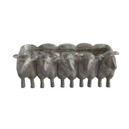 Resin Sheep Planter, Distressed Iron Finish, 13in