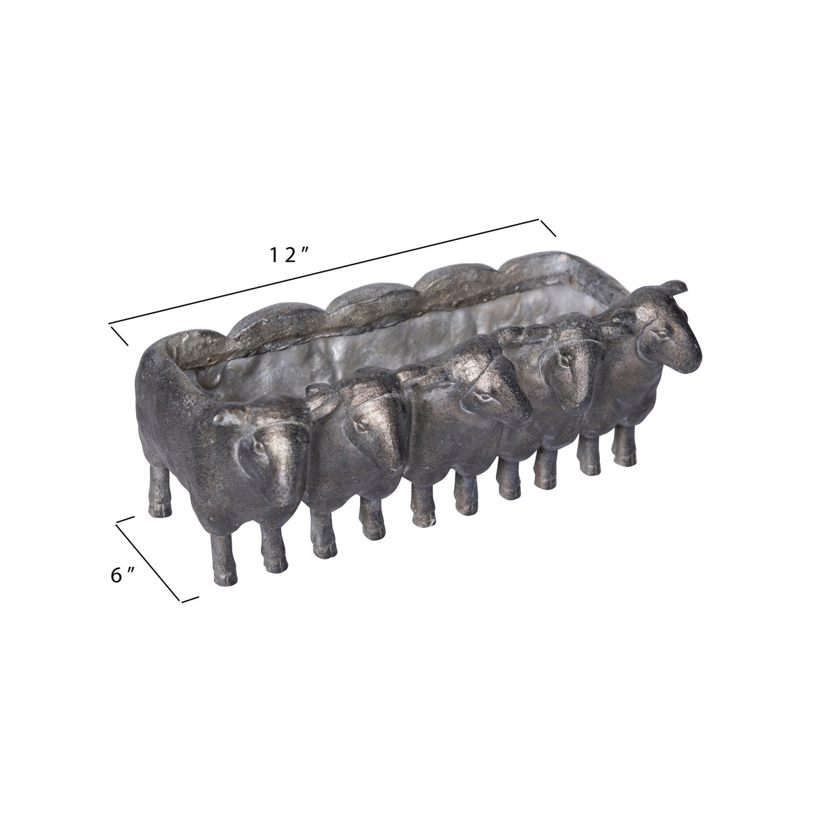 Resin Sheep Planter, Distressed Iron Finish, 13in