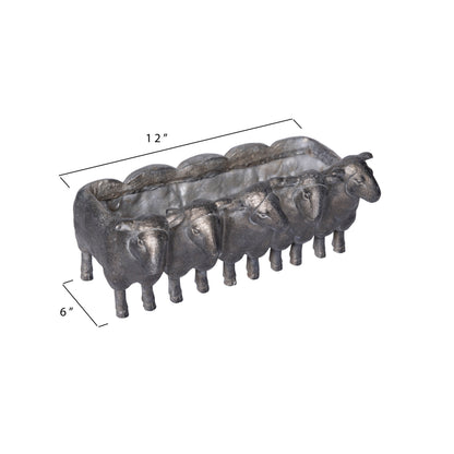 Resin Sheep Planter, Distressed Iron Finish, 13in
