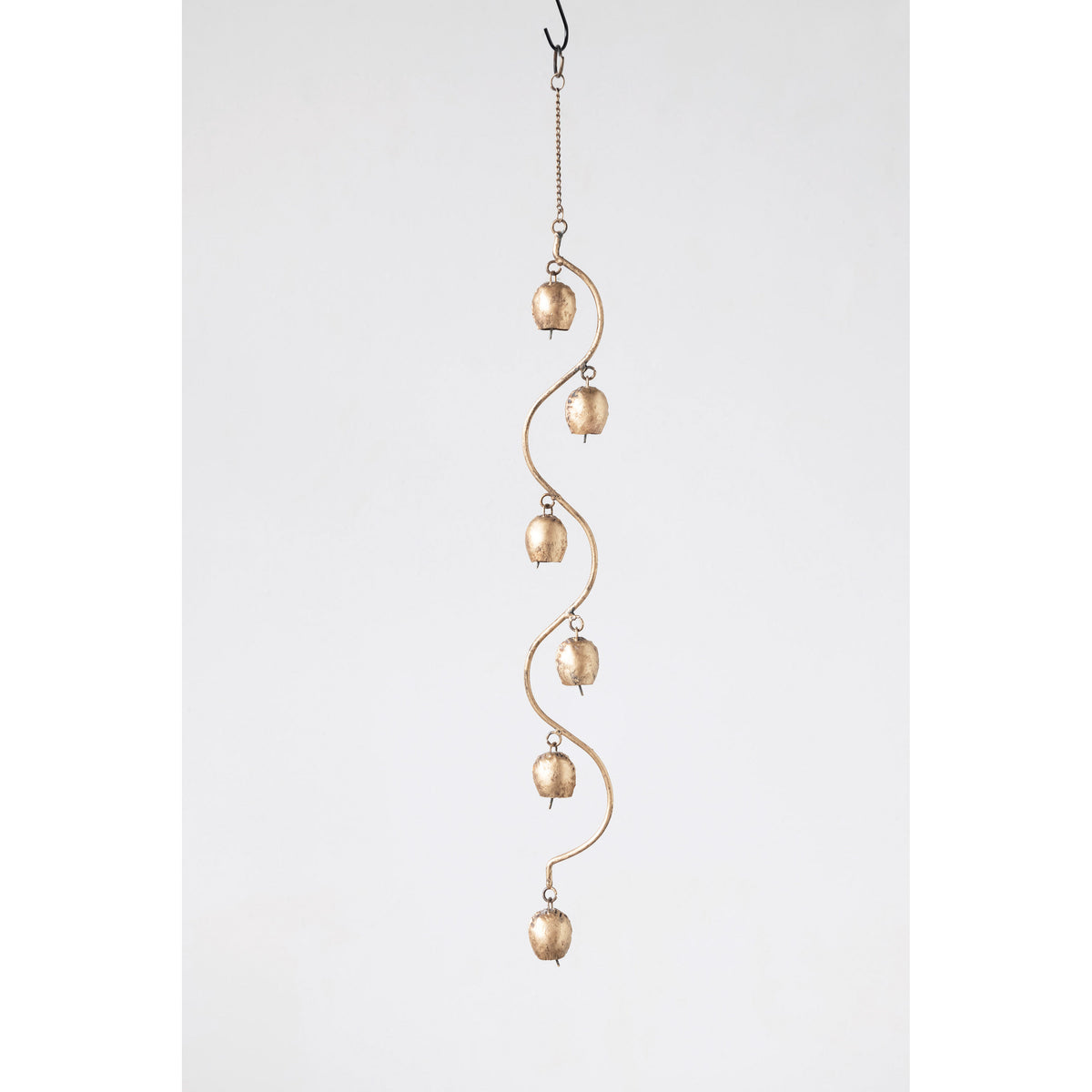 Hanging Metal Bells Decor, Antique Brass Finish