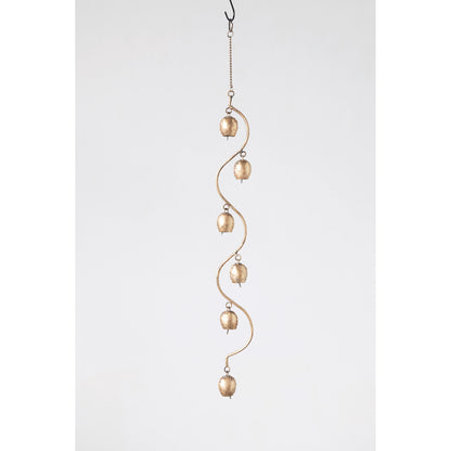 Hanging Metal Bells Decor, Antique Brass Finish