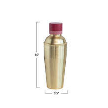 Load image into Gallery viewer, Steel &amp; Resin Cocktail Shaker, Brass &amp; Pink
