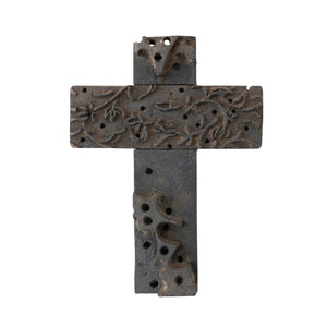 Reclaimed Wood Print Cross Wall Decor, 8in