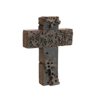 Reclaimed Wood Print Cross Wall Decor, 8in