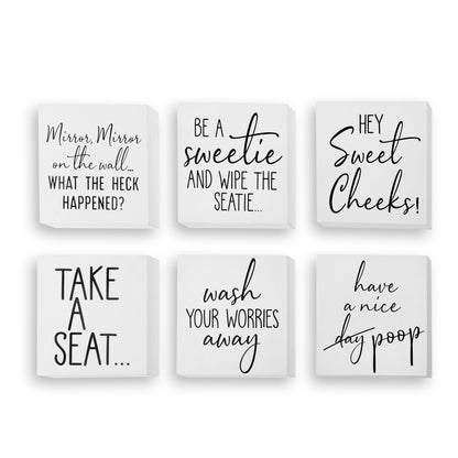 Wood Block Bathroom Decor, 8in, 6 Styles