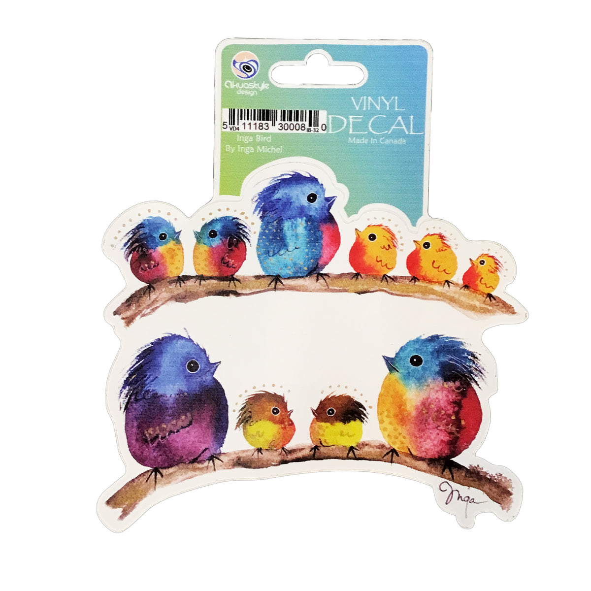 Inga Bird Series Vinyl Decal, Bird Family