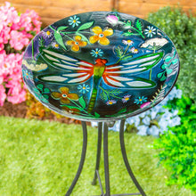 Load image into Gallery viewer, Embossed Glass Bird Bath, Dragonfly Meadow, 18in
