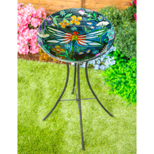 Load image into Gallery viewer, Embossed Glass Bird Bath, Dragonfly Meadow, 18in
