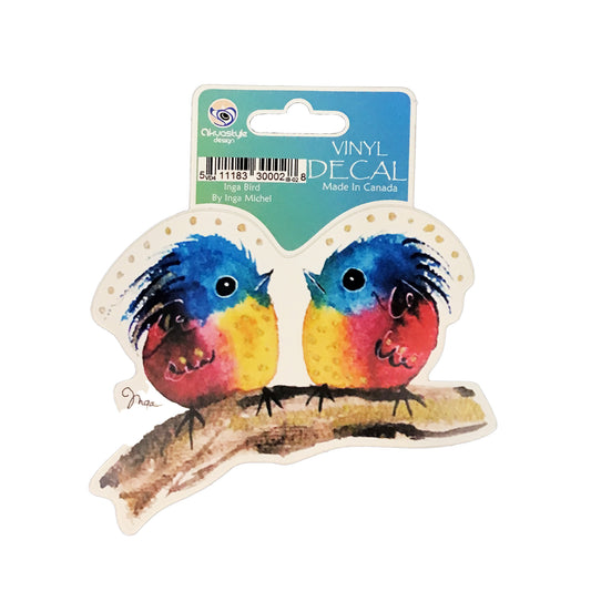 Inga Bird Series Vinyl Decal, Pink/Yellow/Blue Duo