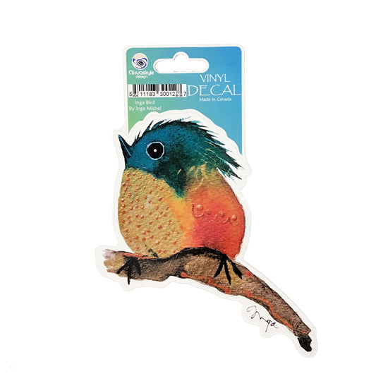 Inga Bird Series Vinyl Decal, Green/Orange/Yellow
